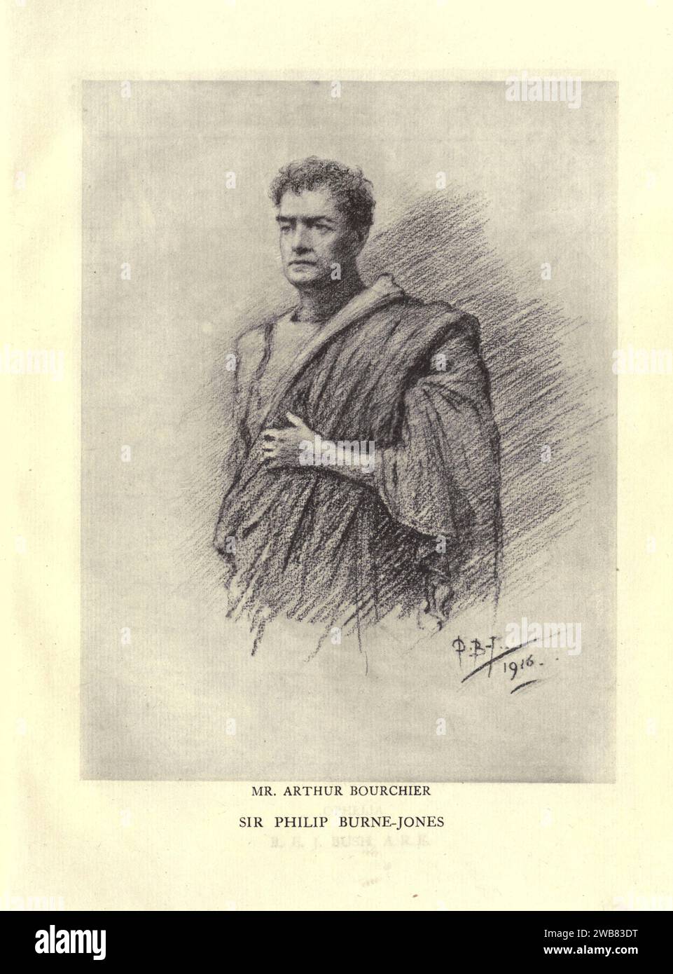 Ritratto del signor Arthur Bourchier. Sir PHILIP BURNE-JONES, Bart from A Tribute to the Genius of William Shakespeare; essere il programma di una rappresentazione al Drury Lane Theatre il 2 maggio 1916, il tercentenario della sua morte; umilmente offerto dai giocatori e dai loro colleghi nelle arti affini della musica e della pittura MACMILLAN AND CO., LIMITED ST. MARTIN'S STREET, LONDRA 1916 Foto Stock