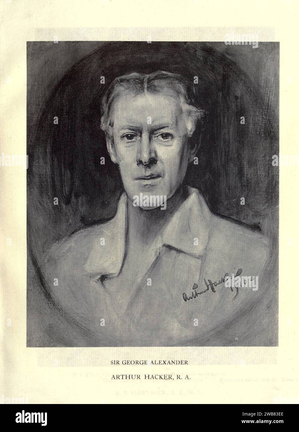 Ritratto di Sir George Alexander di ARTHUR HACKER da Un tributo al genio di William Shakespeare; essere il programma di una rappresentazione al Drury Lane Theatre il 2 maggio 1916, il tercentenario della sua morte; umilmente offerto dai giocatori e dai loro colleghi nelle arti affini della musica e della pittura MACMILLAN AND CO., LIMITED ST. MARTIN'S STREET, LONDRA 1916 Foto Stock