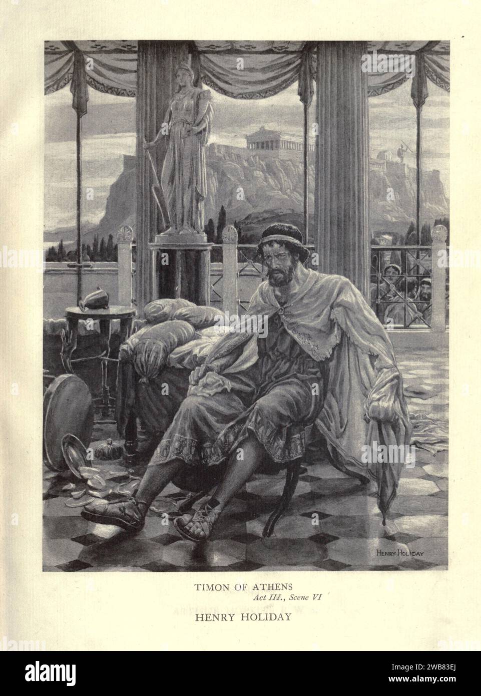 Timon di Atene, Timon di Atene, atto iii. SC. v, di HENRY HOLIDAY from A Tribute to the Genius of William Shakespeare; essere il programma di una rappresentazione al Drury Lane Theatre il 2 maggio 1916, il tercentenario della sua morte; umilmente offerto dai giocatori e dai loro colleghi nelle arti affini della musica e della pittura MACMILLAN AND CO., LIMITED ST. MARTIN'S STREET, LONDRA 1916 Foto Stock