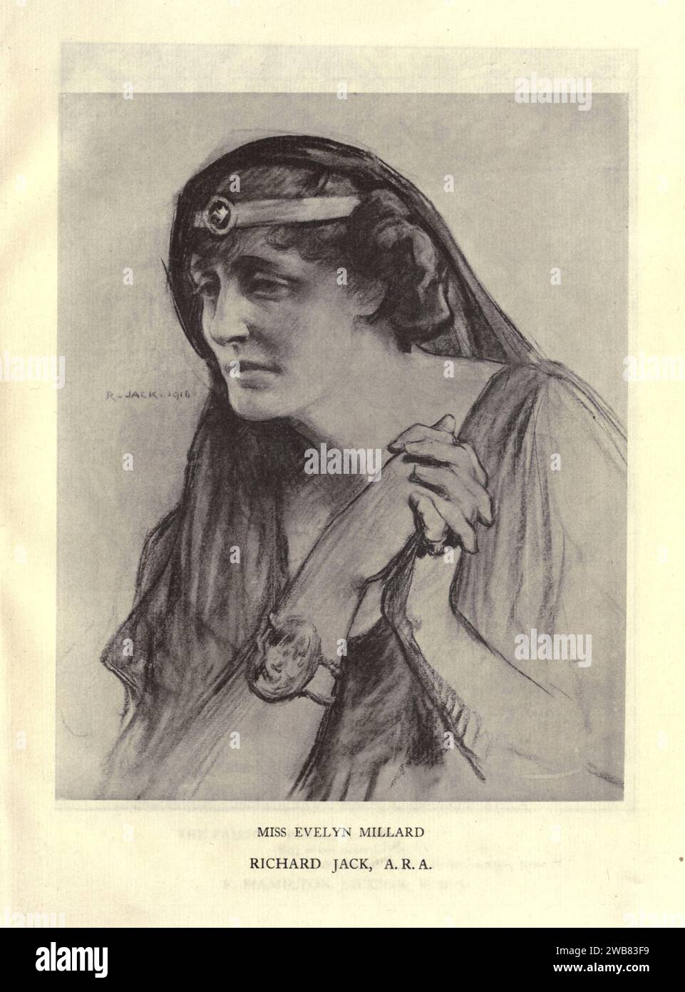 Ritratto della signorina Evelyn Millard. Di RICHARD JACK, da Un tributo al genio di William Shakespeare; essere il programma di una rappresentazione al Drury Lane Theatre il 2 maggio 1916, il tercentenario della sua morte; umilmente offerto dai giocatori e dai loro colleghi nelle arti affini della musica e della pittura MACMILLAN AND CO., LIMITED ST. MARTIN'S STREET, LONDRA 1916 Foto Stock