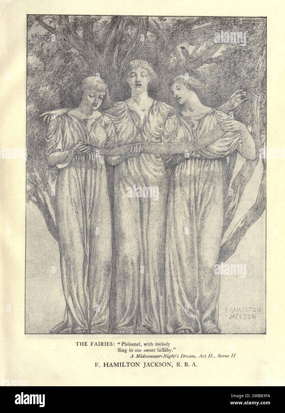 Il Filomello delle fate, con la melodia canta nella nostra dolce ninnananna; lulla, lulla, ninnananna, lulla, lulla, ninnananna: mai male, né incantesimo né fascino, venite la nostra adorabile signora presto; quindi, buona notte, con ninnananna. Midsummer-Night's Dream, atto ii. SC. ii di F. HAMILTON JACKSON, da Un tributo al genio di William Shakespeare; essere il programma di una rappresentazione al Drury Lane Theatre il 2 maggio 1916, il tercentenario della sua morte; umilmente offerto dai giocatori e dai loro colleghi nelle arti affini della musica e della pittura MACMILLAN AND CO., LIMITED ST. MARTIN'S STREET, LONDRA 1916 Foto Stock