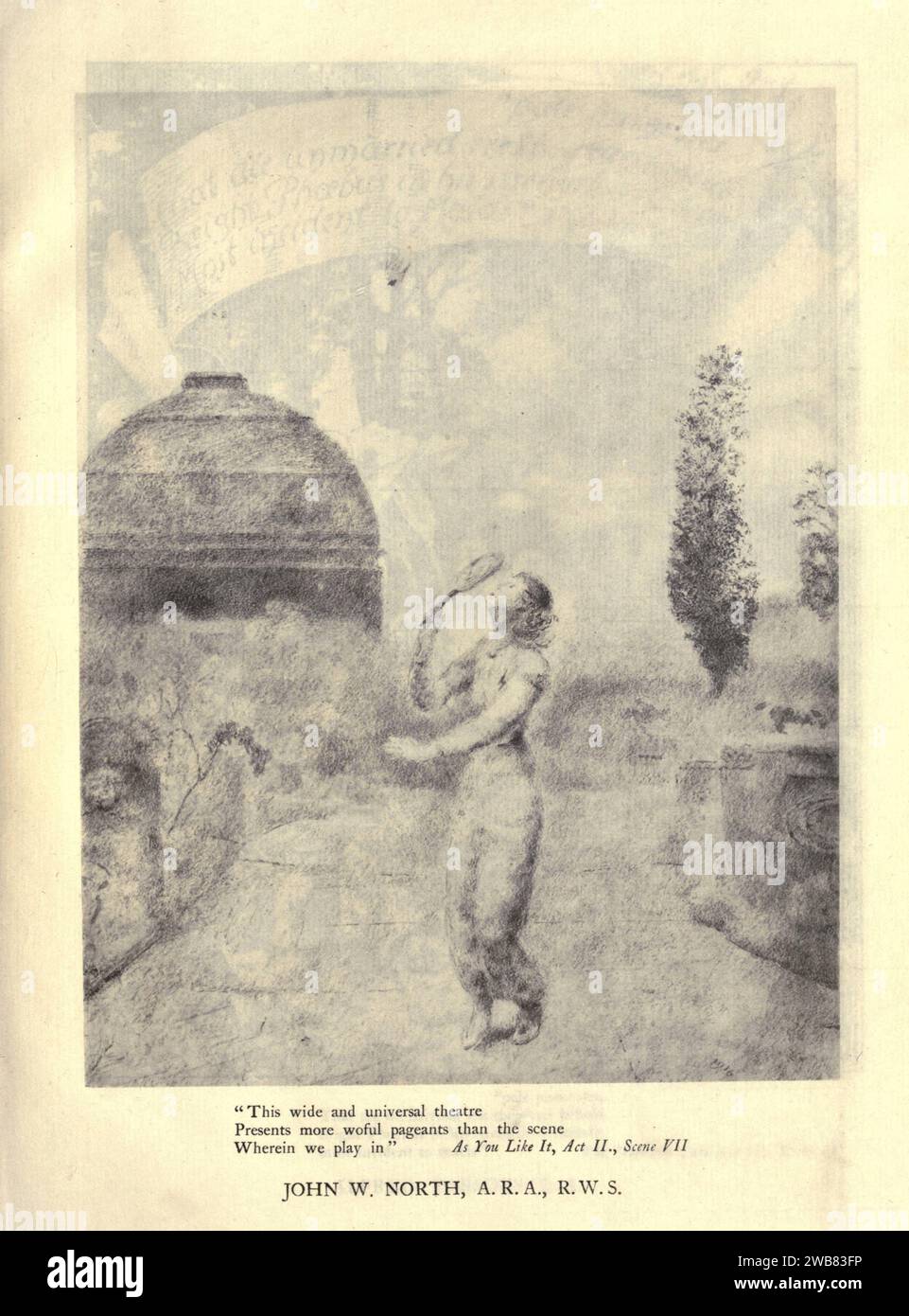 Questo teatro ampio e universale presenta spettacoli più tristi della scena in cui recitiamo. Come ti piace, atto ii, SC. vii, J. W. NORTH, From A Tribute to the Genius of William Shakespeare; essere il programma di una rappresentazione al Drury Lane Theatre il 2 maggio 1916, il tercentenario della sua morte; umilmente offerto dai giocatori e dai loro colleghi nelle arti affini della musica e della pittura MACMILLAN AND CO., LIMITED ST. MARTIN'S STREET, LONDRA 1916 Foto Stock