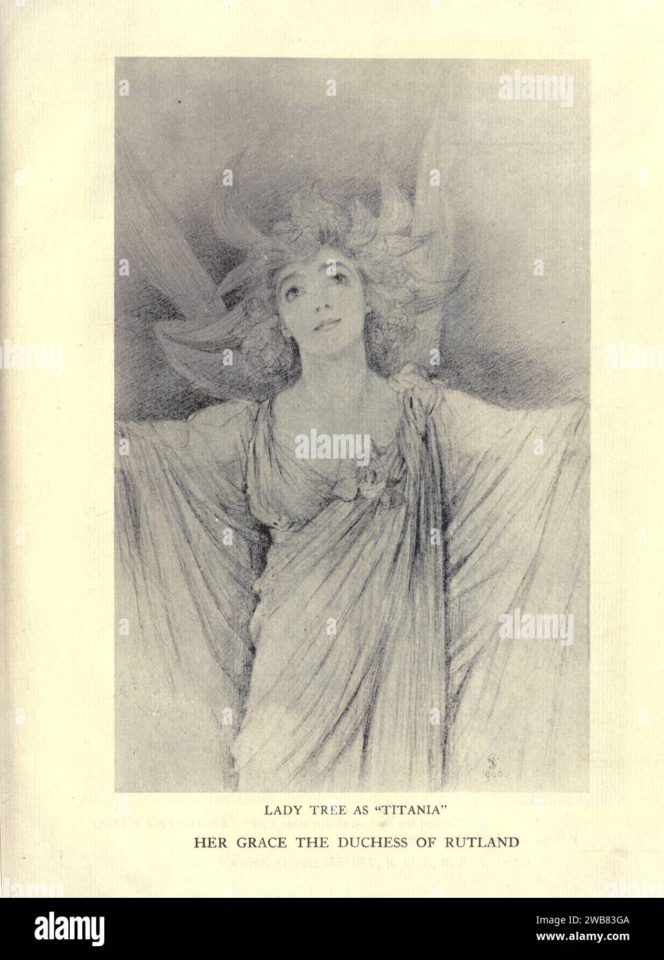 Lady Tree interpreta Titania da sua Grazia LA DUCHESSA DI RUTLAND da Un tributo al genio di William Shakespeare; essendo il programma di una rappresentazione al Drury Lane Theatre il 2 maggio 1916, il tercentenario della sua morte; umilmente offerto dai giocatori e dai loro colleghi nelle arti affini della musica e della pittura MACMILLAN AND CO., LIMITED ST. MARTIN'S STREET, LONDRA 1916 Foto Stock