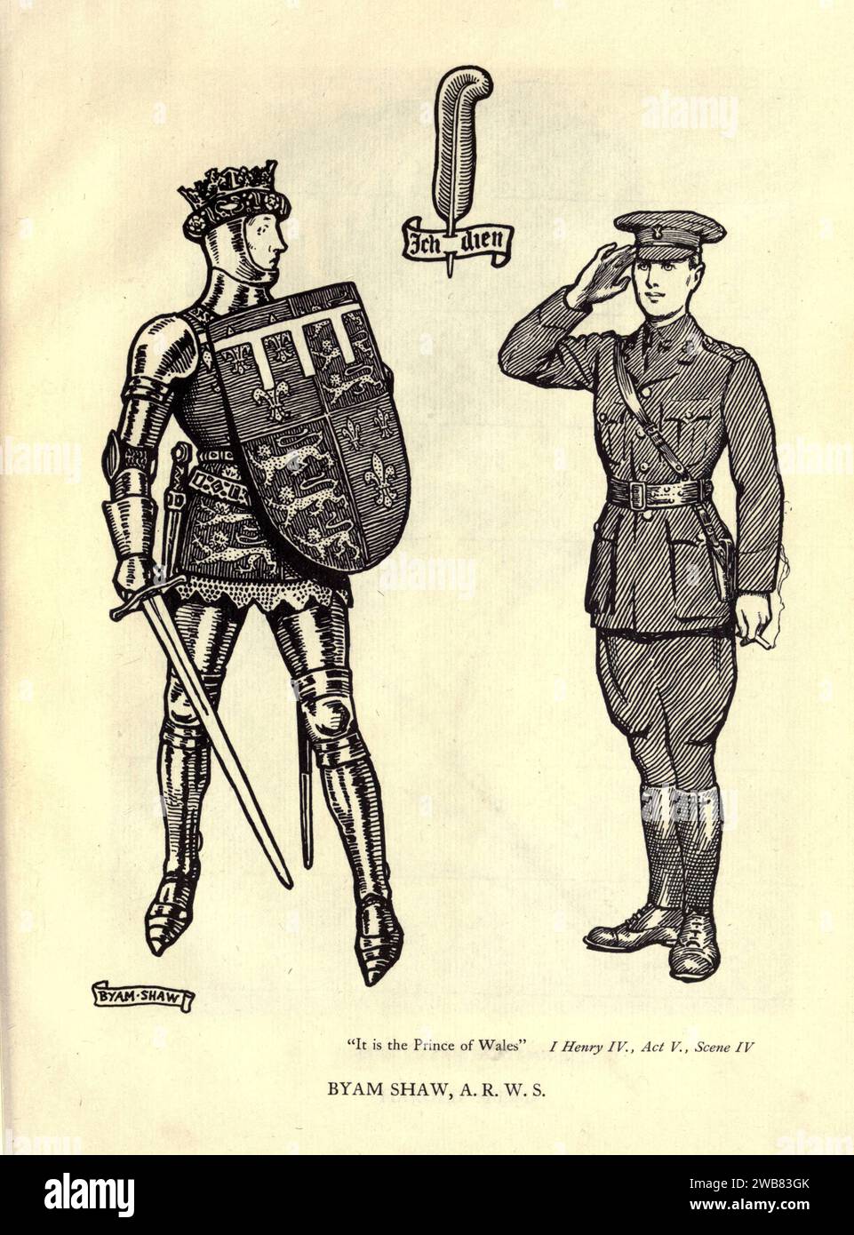 E' il Principe di Galles. Henry IV., parte I., Act contro SC. iv di BYAM SHAW, da Un tributo al genio di William Shakespeare; essere il programma di una rappresentazione al Drury Lane Theatre il 2 maggio 1916, il tercentenario della sua morte; umilmente offerto dai giocatori e dai loro colleghi nelle arti affini della musica e della pittura MACMILLAN AND CO., LIMITED ST. MARTIN'S STREET, LONDRA 1916 Foto Stock