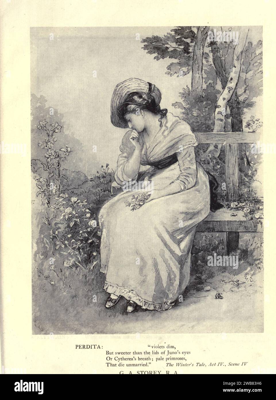 Perdita. Le violette si affievoliscono ma sono più dolci dei coperchi degli occhi di Giunone o del respiro di Cytherea; primrose pallide, che muoiono celibe, e possono vedere Bright Phoebus nella sua forza, un incidente maldestro più grave per le cameriere. The Winters tale, atto iv. SC. iv di G. A. STORIA da Un tributo al genio di William Shakespeare; essere il programma di una rappresentazione al Drury Lane Theatre il 2 maggio 1916, il tercentenario della sua morte; umilmente offerto dai giocatori e dai loro colleghi nelle arti affini della musica e della pittura MACMILLAN AND CO., LIMITED ST. MARTIN'S STREET, LONDRA 1916 Foto Stock