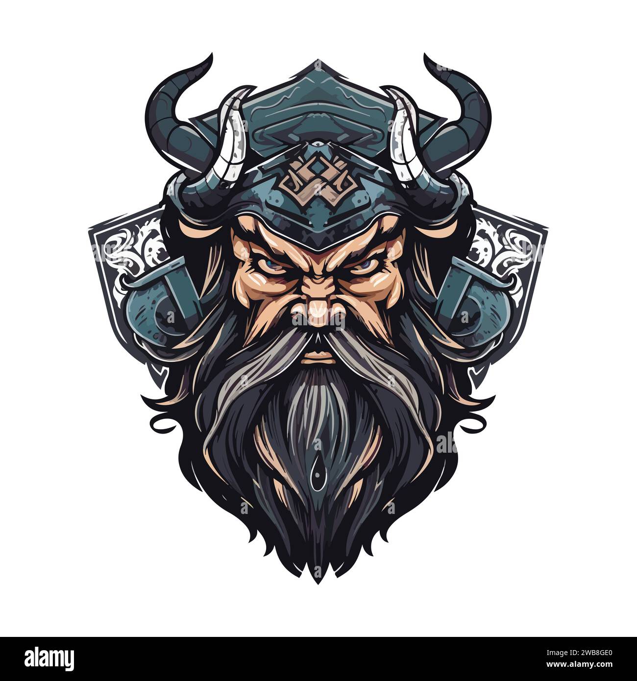 Logo Viking. Illustrazione del logotipo della mascotte del team sportivo. Vettore Eps10. Illustrazione Vettoriale