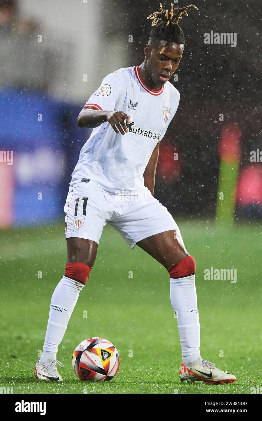 Nico Williams dell'Athletic Club in azione durante la partita della Copa El Rey Round del 32 tra SD Eibar e Athletic Club all'Ipurua Stadium il 7 gennaio, Foto Stock