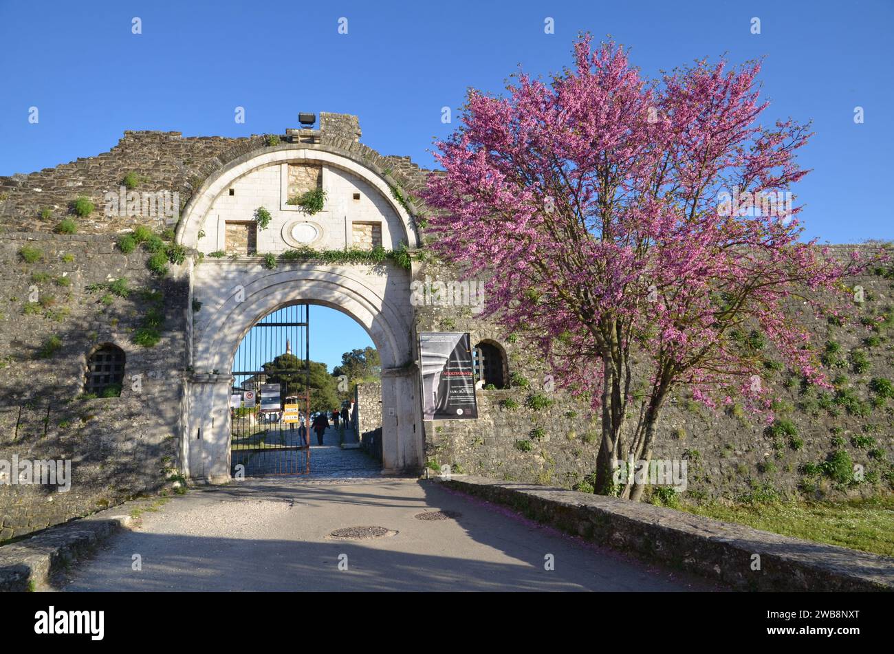 Grecia, nord-occidentale, regione dell'Epiro, città e castello di Ioannina, lago Pamvotida e l'isola Foto Stock