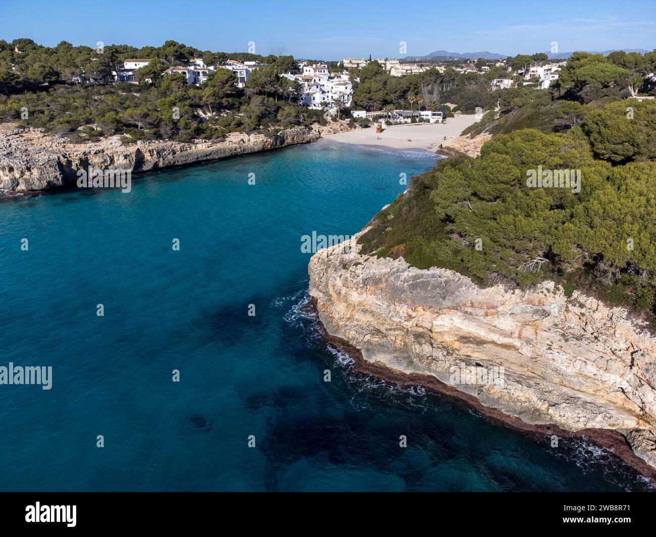 Cala Anguila, Manacor, Maiorca, Isole Baleari, Spagna Foto Stock