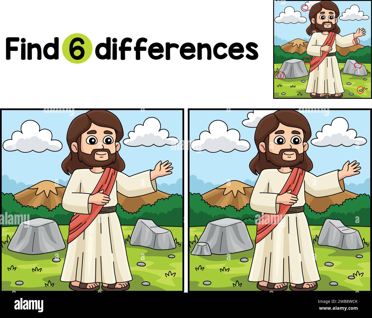 La predicazione di Gesù cristiano trova le differenze Illustrazione Vettoriale