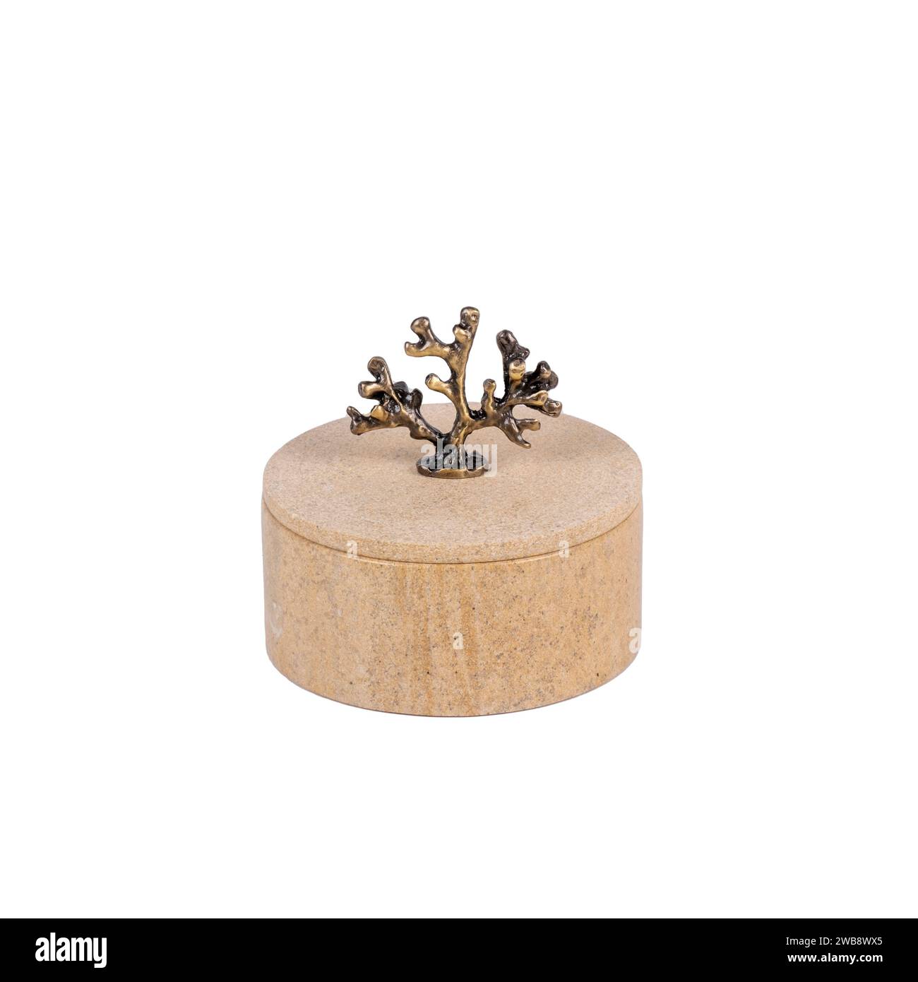 oggetto decorativo scatola ciotola in marmo isolata Foto Stock