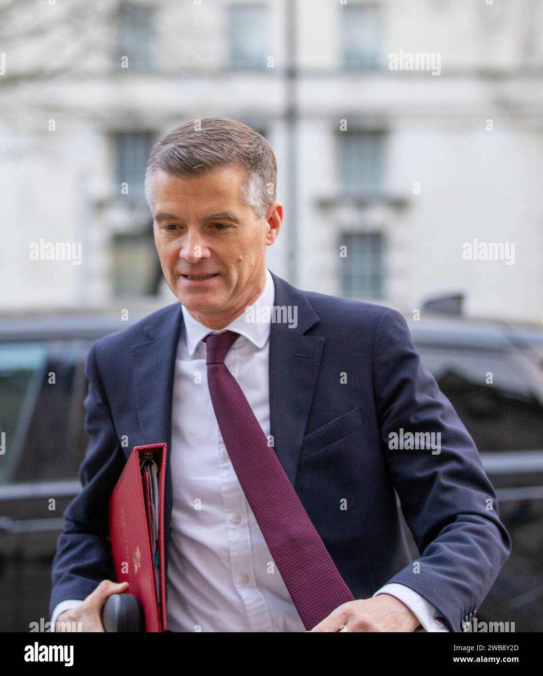 Londra, Regno Unito. 9 gennaio 2024. Mark harper Segretario di Stato per i trasporti che arriva all'ufficio del Gabinetto per una riunione settimanale del Gabinetto credito: Richard Lincoln/Alamy Live News Foto Stock