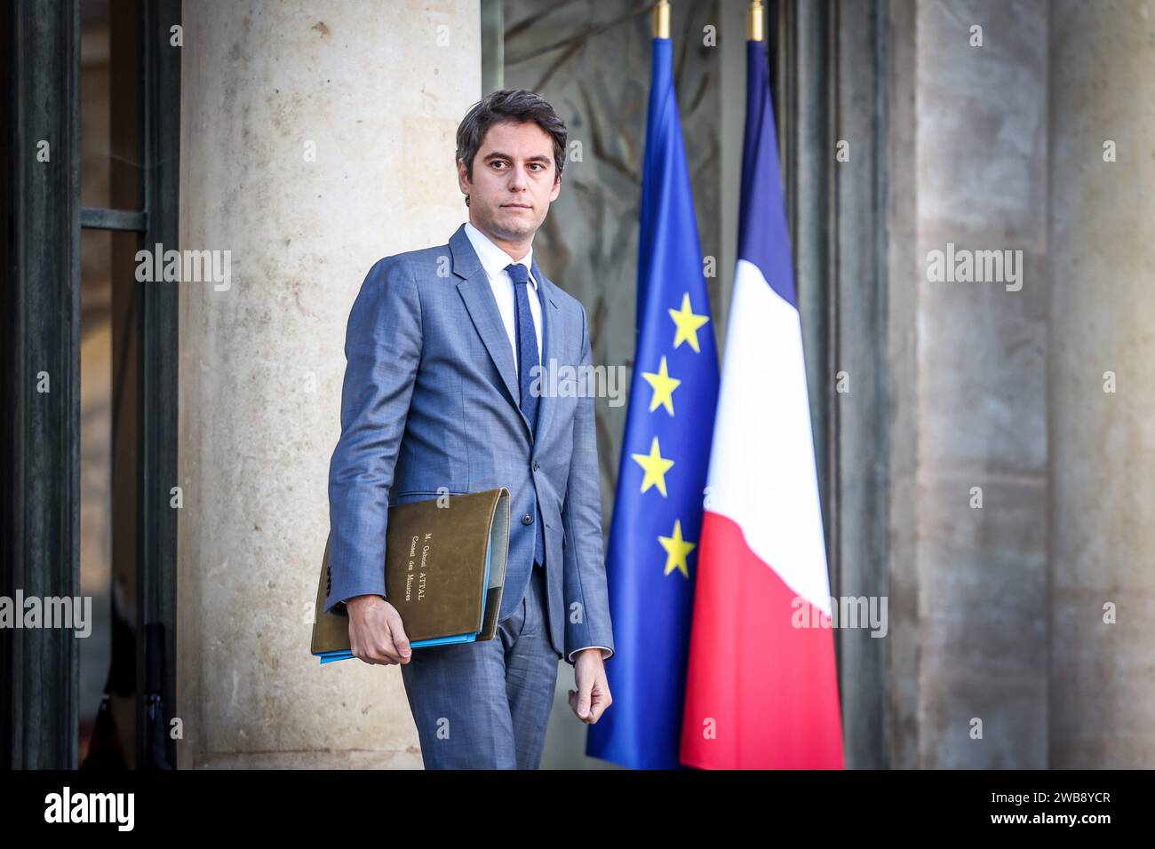 Parigi, Francia. 22 novembre 2023. © PHOTOPQR/LE PARISIEN/Fred Dugit ; Parigi ; 22/11/2023 ; Poltique Paris (VIIIe), le 22 novembre 2023 Conseil des ministres Gabriel Attal Ministre de l'Éducation nationale et de la Jeunesse Photo LP/Fred Dugit credito: MAXPPP/Alamy Live News Foto Stock