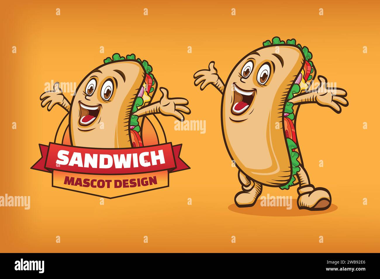 Logo sandwich Mascotte Illustrazione Vettoriale