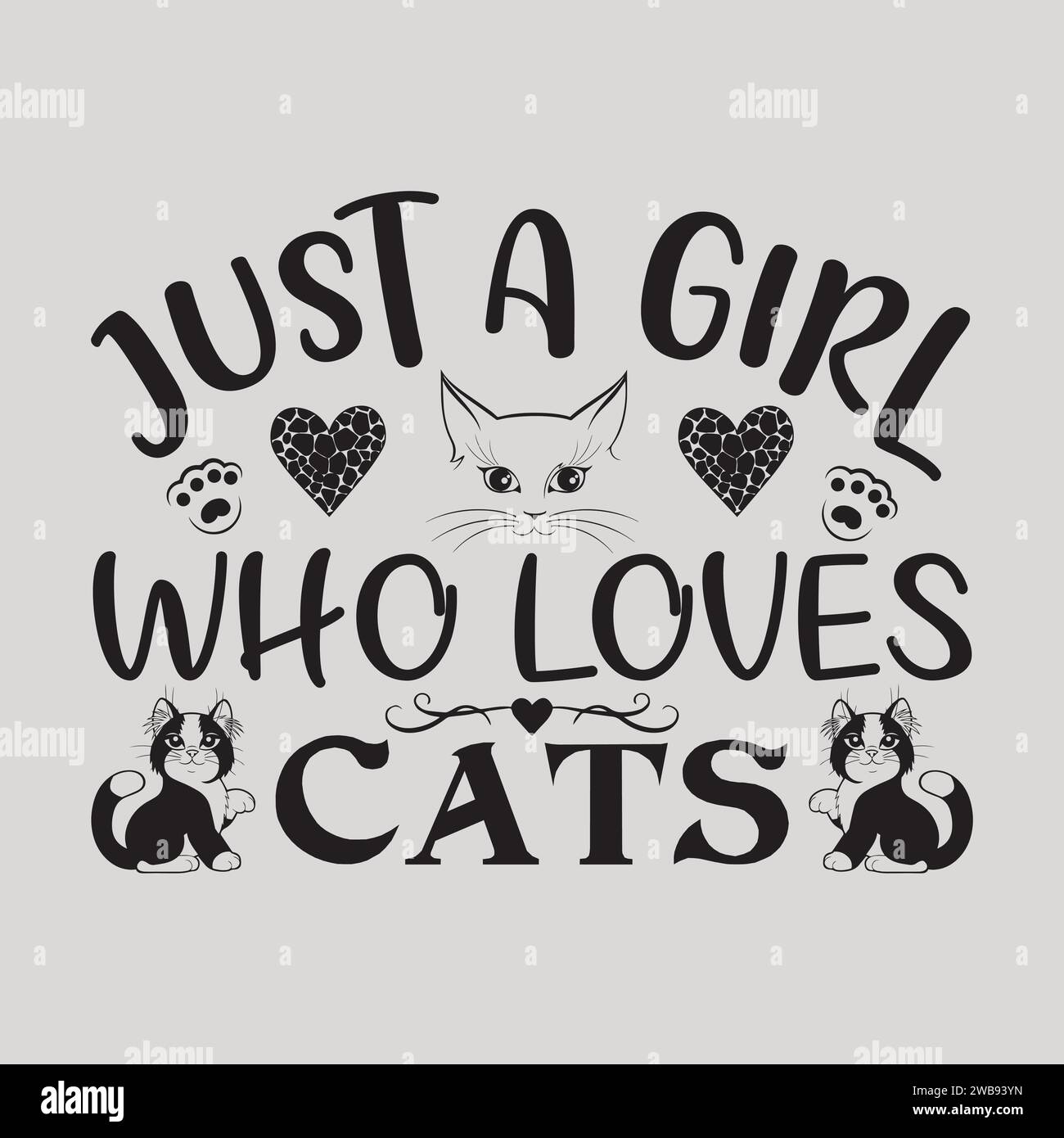 Design Cat SVG Typography T-Shirt Design Illustrazione Vettoriale