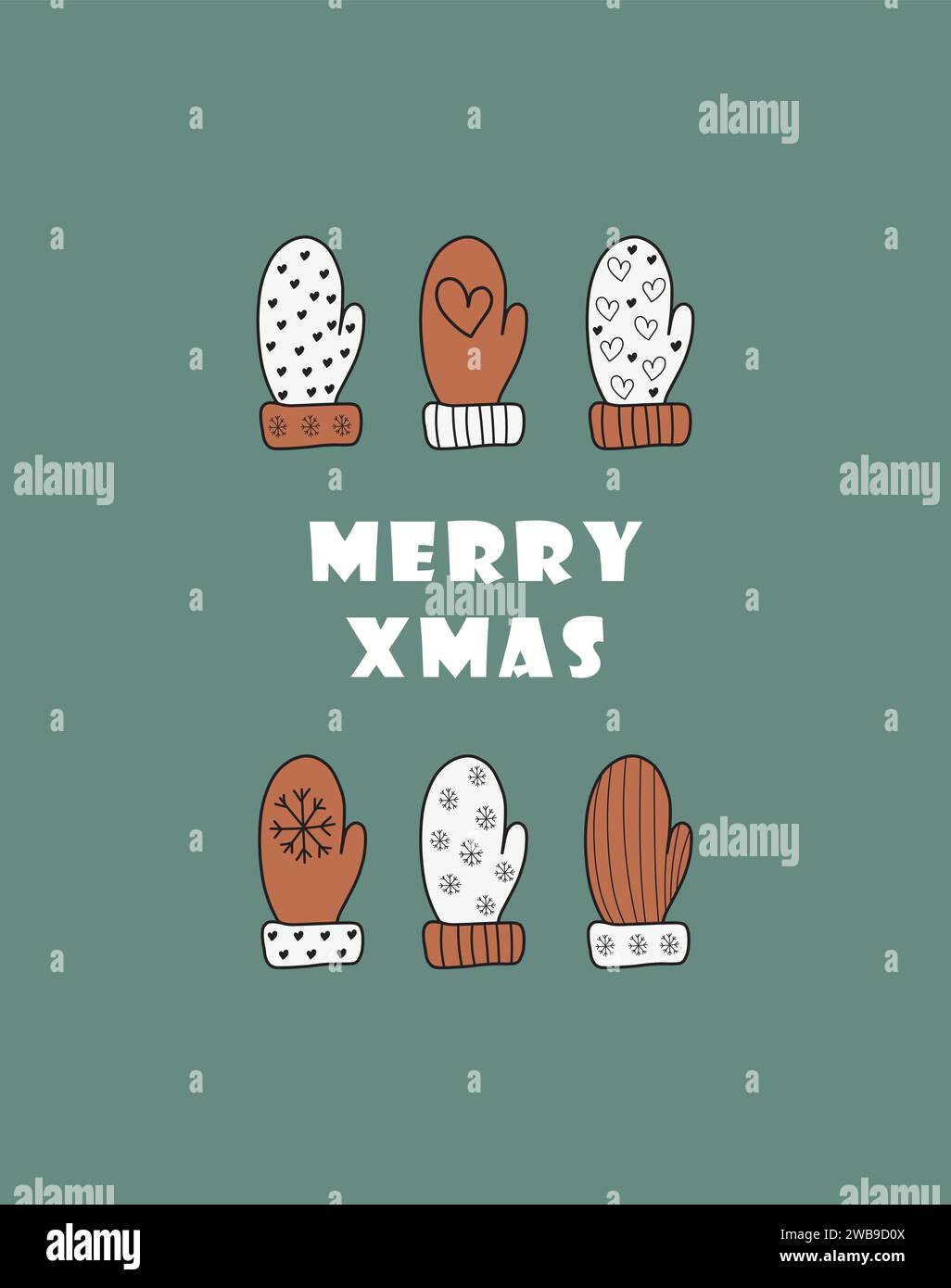 Biglietti d'auguri per Capodanno e Natale. Cartoline per le vacanze Illustrazione Vettoriale