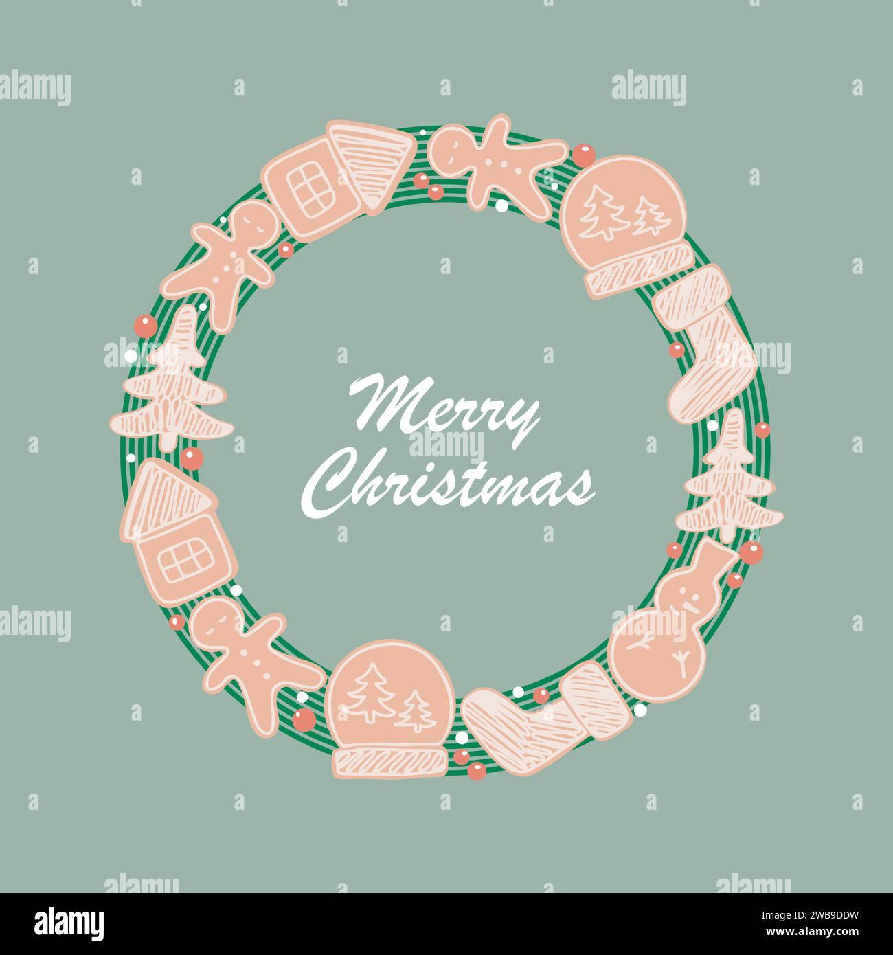 Biglietti d'auguri per Capodanno e Natale. Cartoline per le vacanze Illustrazione Vettoriale