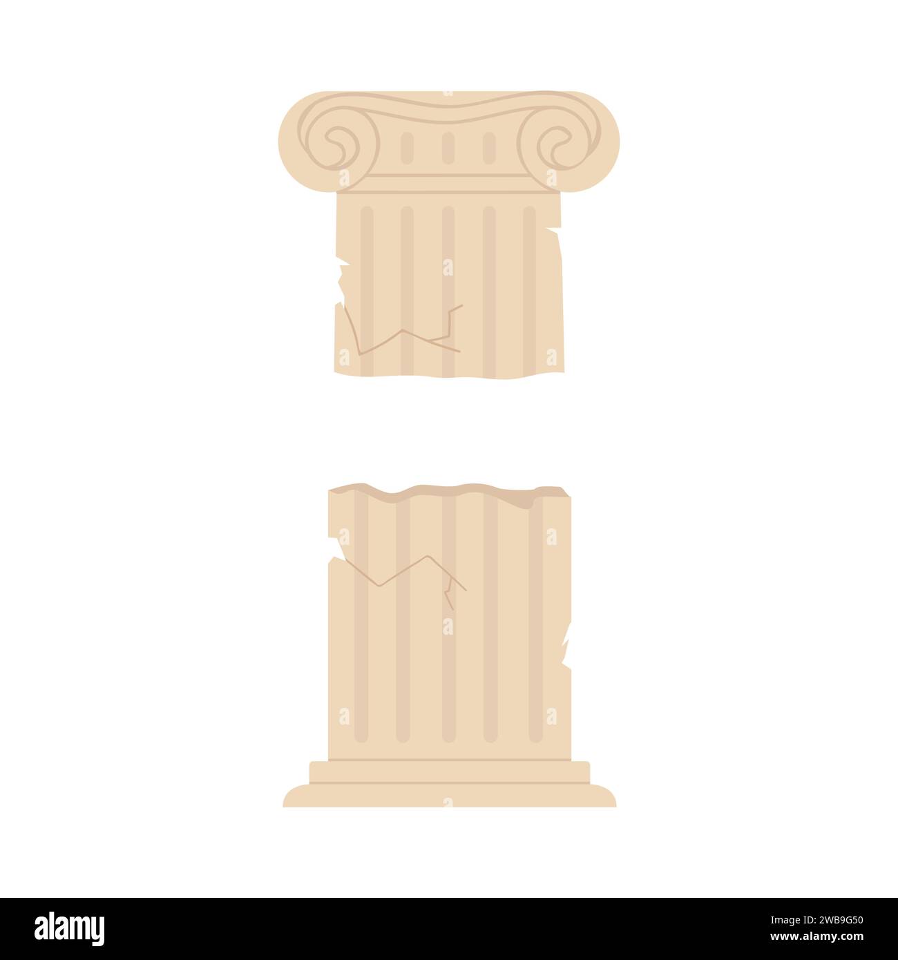 Antiche rovine romane. Vecchia architettura italiana, illustrazione vettoriale dei cartoni animati dei templi Illustrazione Vettoriale
