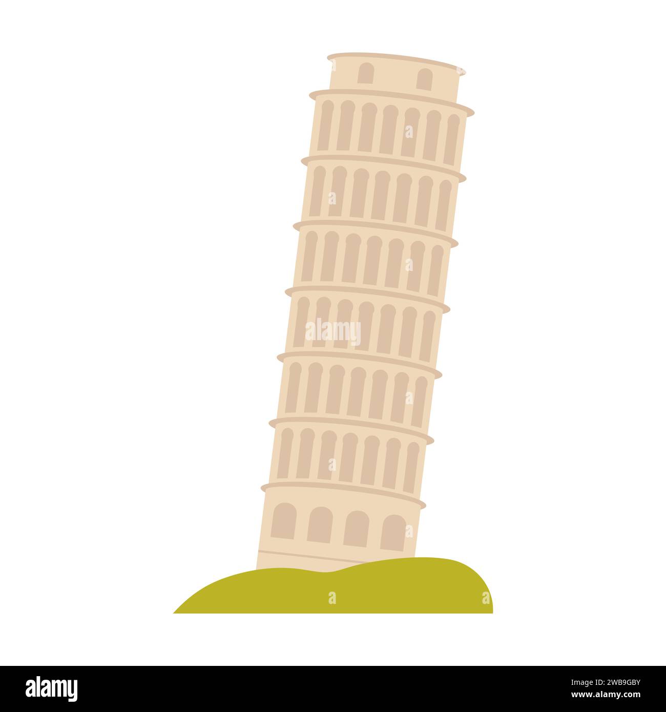Torre pendente di Pisa. Famosa attrazione italiana, illustrazione vettoriale di cartoni animati di architettura italiana Illustrazione Vettoriale