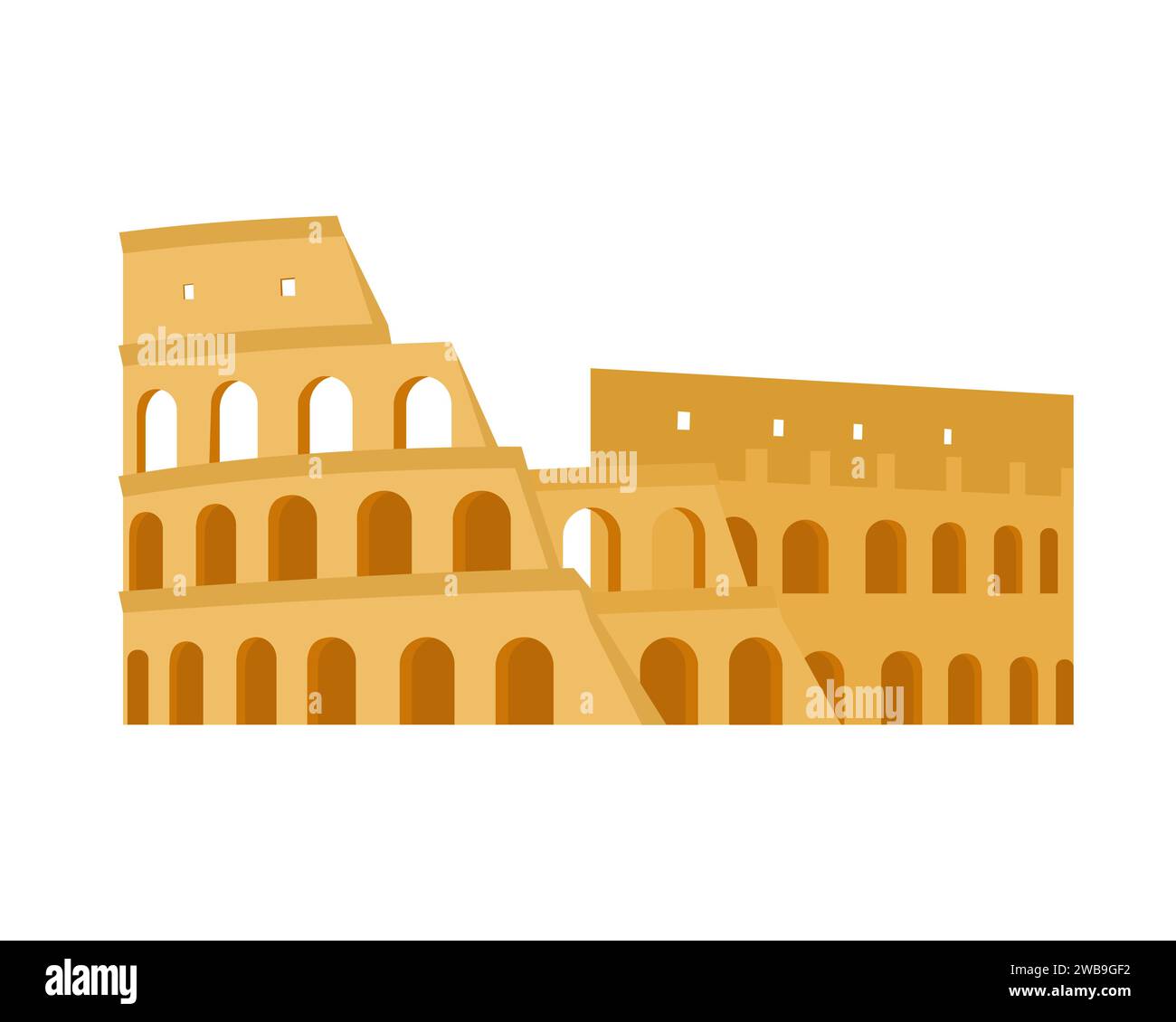 Antico monumento del Colosseo. Illustrazione vettoriale dei fumetti dell'antica architettura italiana famosa Illustrazione Vettoriale