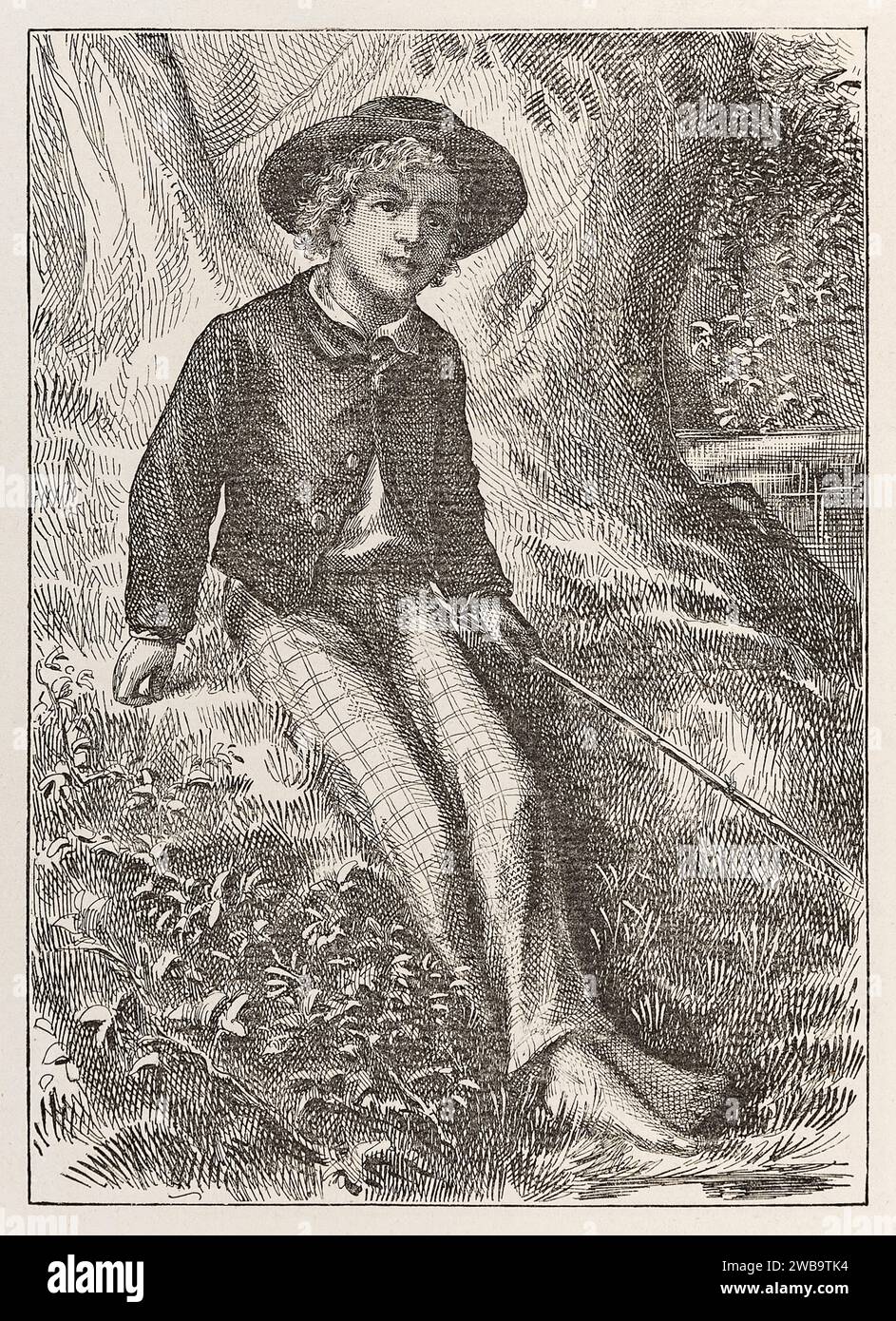 Illustrazione frontespizio «Tom Sawyer» da «The Adventures of Tom Sawyer» di Mark Twain (1835-1910), illustrazione di True Williams (1839-1897). Fotografia di una prima edizione del 1876. Credito: Collezione privata / AF fotografie Foto Stock