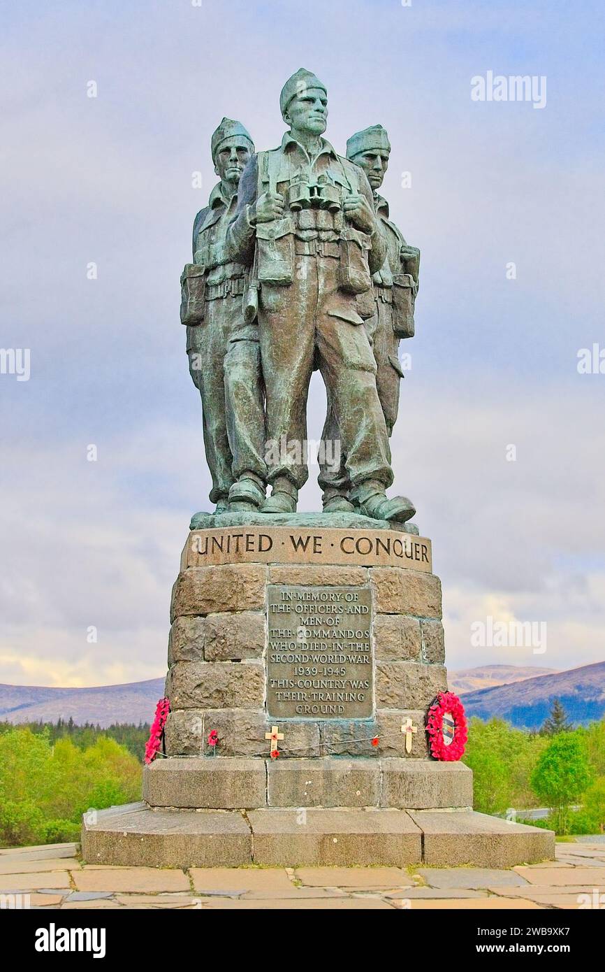 Spean Bridge, Scozia - 27 aprile 2019: Vista del Commando Memorial situato appena a nord di Spean Bridge, ScotlandE Foto Stock