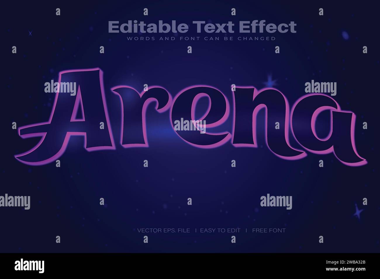 Vector Arena 3d text effect 100 è possibile modificare la parola e il carattere del file eps modificabili Illustrazione Vettoriale