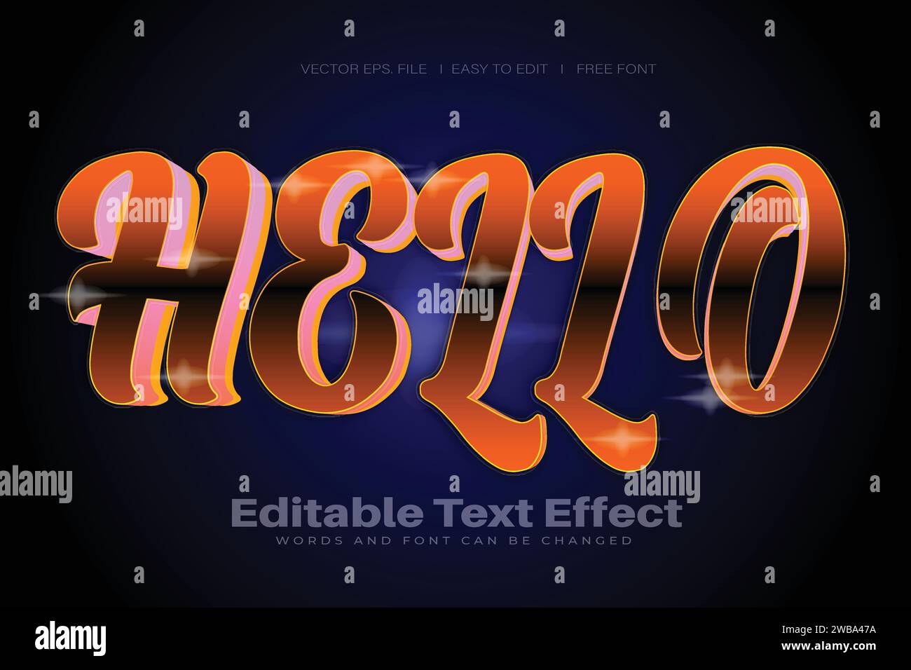 Vector Hello 3d text effect 100 è possibile modificare la parola e il carattere del file eps modificabili Illustrazione Vettoriale