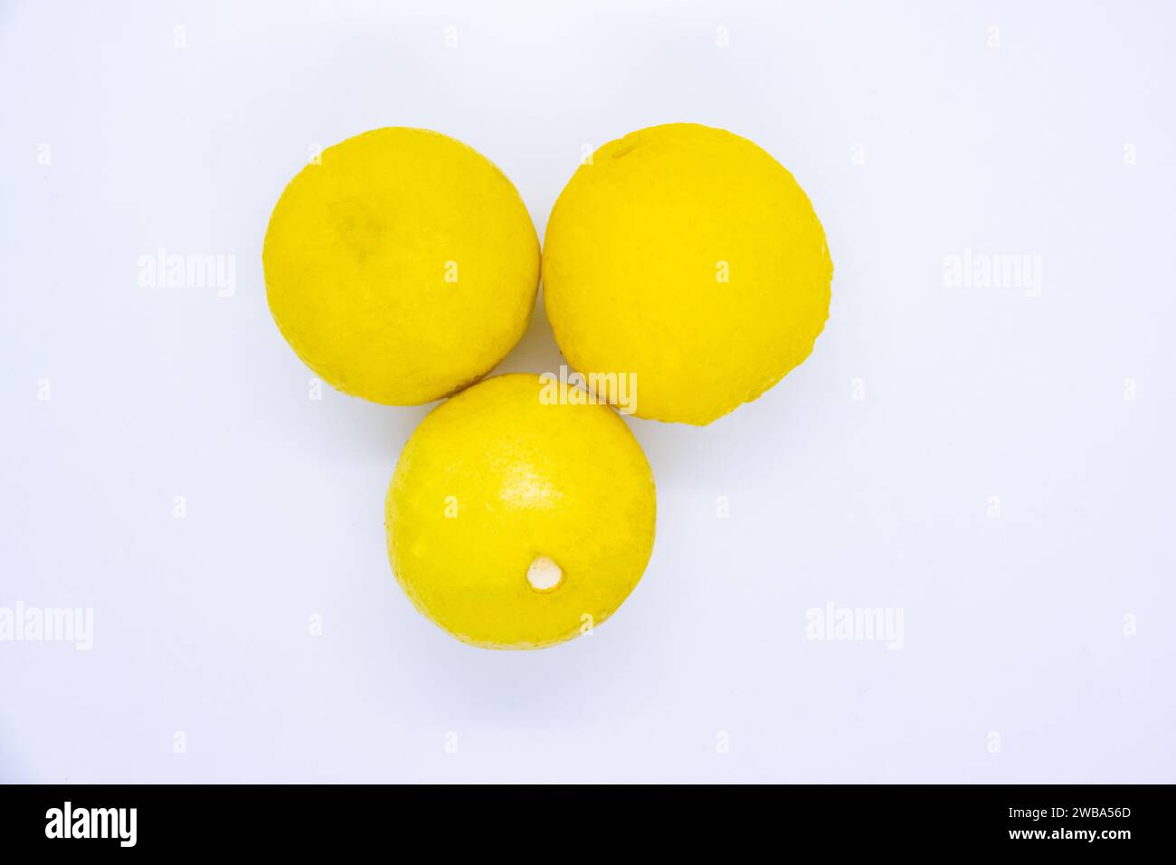 Limone giallo fresco agrumi isolato su sfondo bianco Foto Stock