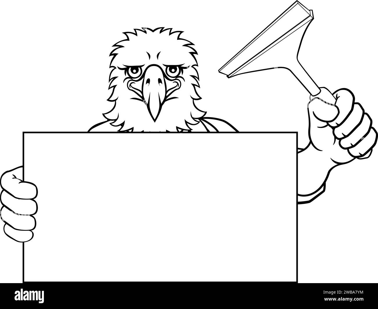 Detergente per vetri Eagle Car Wash Cleaning Mascot Illustrazione Vettoriale