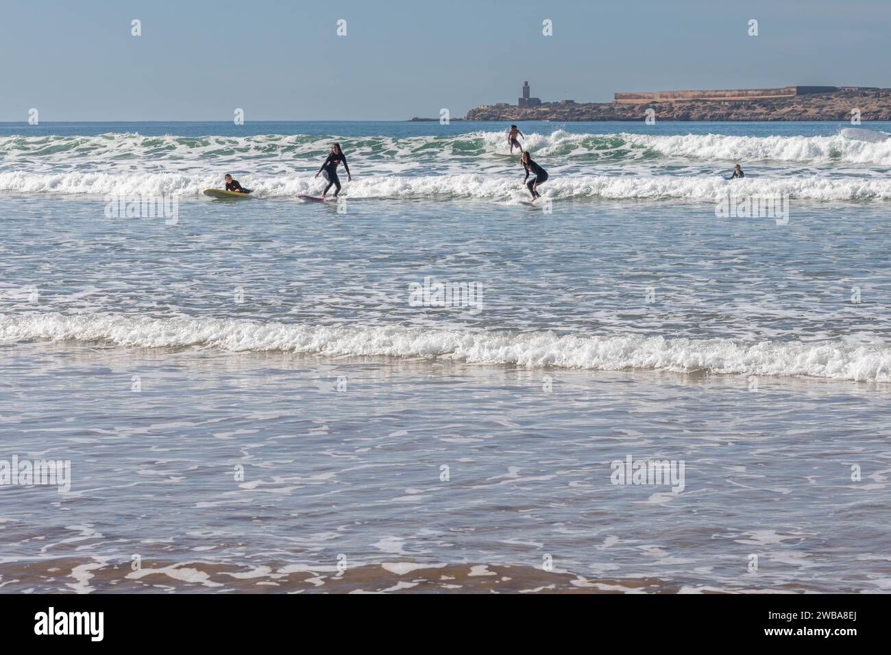 Surf a Essaouira, Marocco Foto Stock