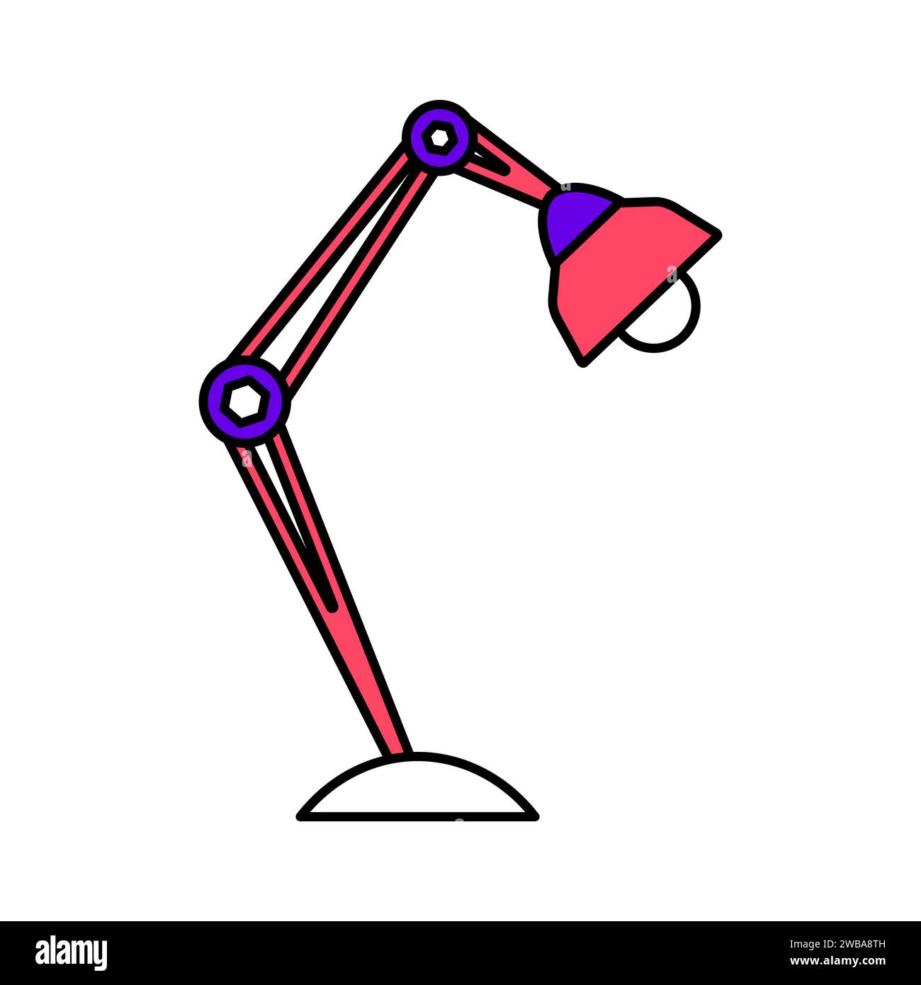Lampada da tavolo in stile piatto. Luce da lettura in stile cartone animato. Icona clipart vettoriale. Illustrazione Vettoriale