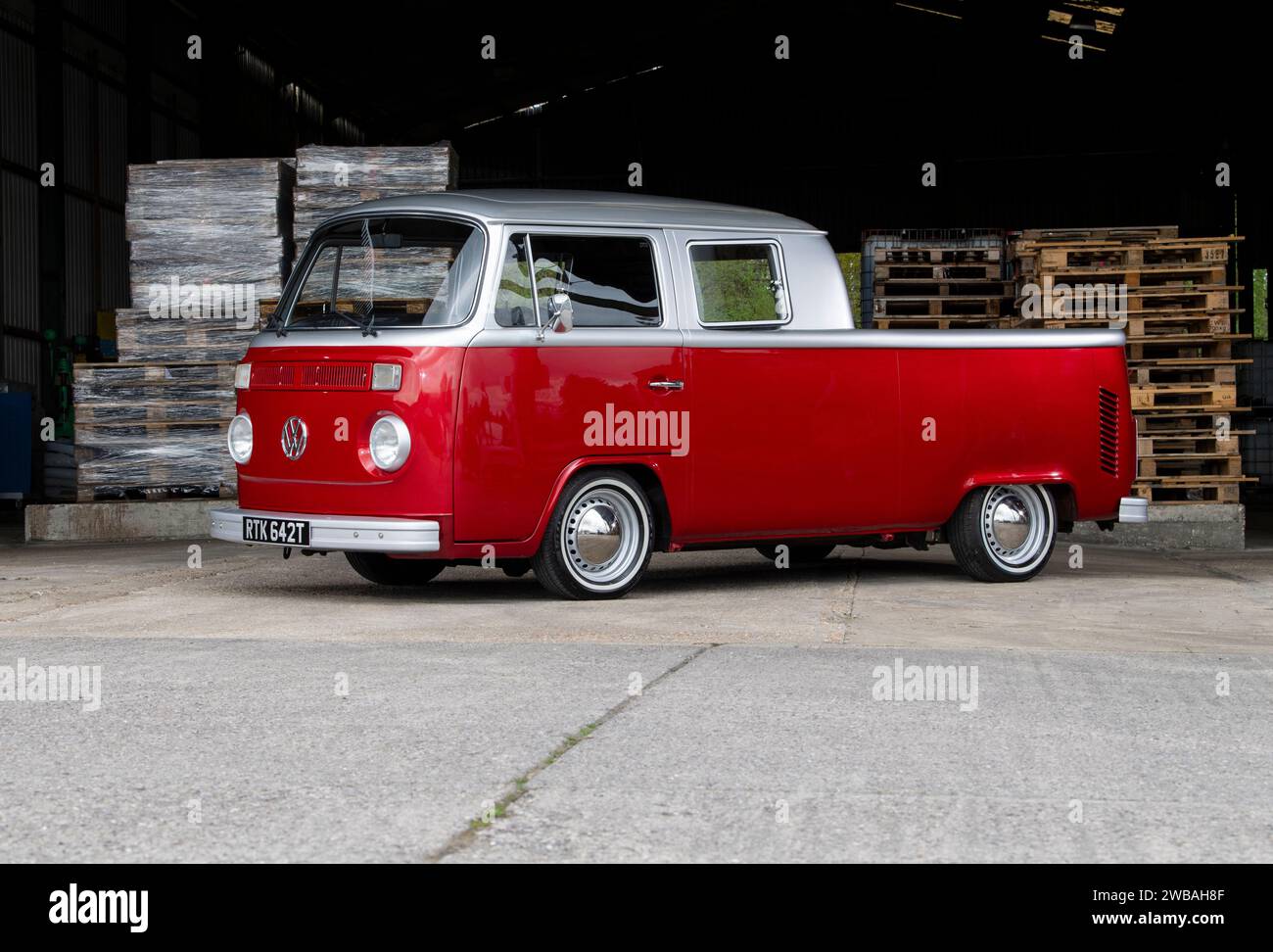 Veicolo pick-up VW tipo 2 Bay con cabina doppia Foto Stock