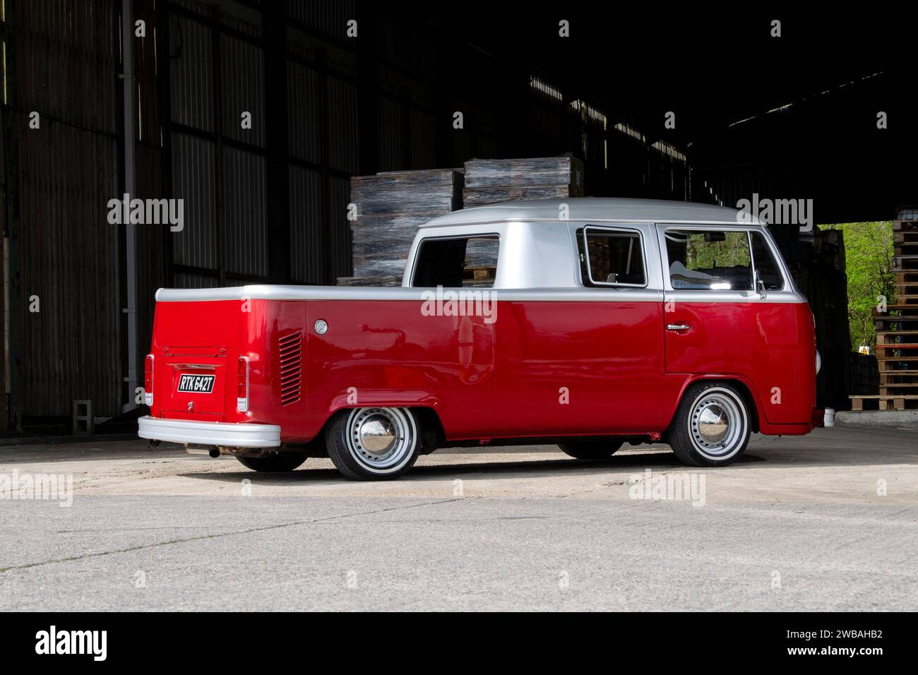 Veicolo pick-up VW tipo 2 Bay con cabina doppia Foto Stock