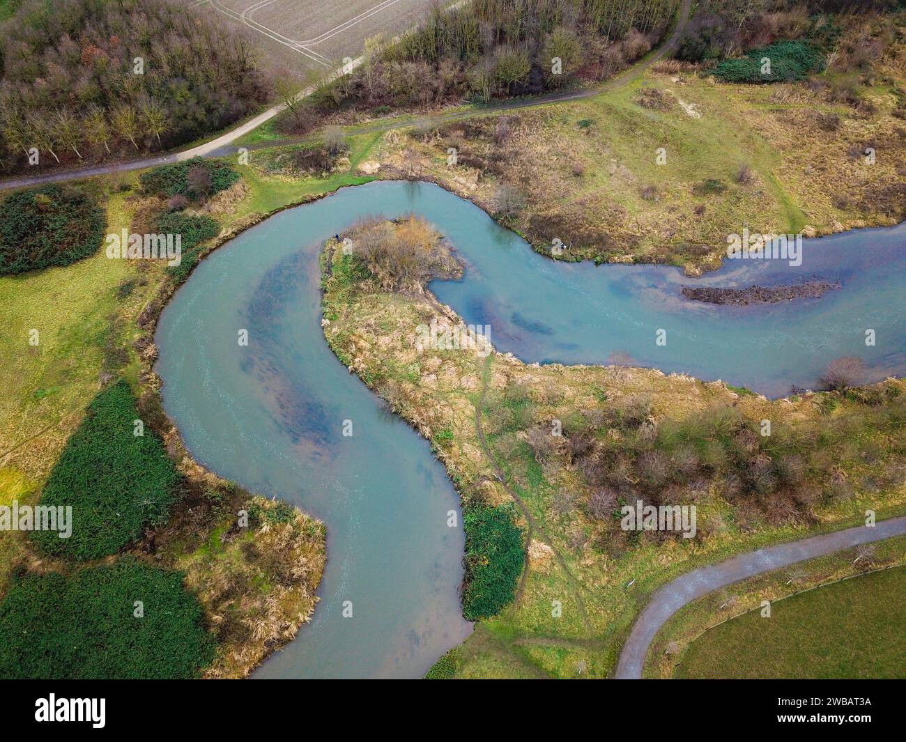Un giro del fiume visto dall'alto, fotografato con un drone Foto Stock