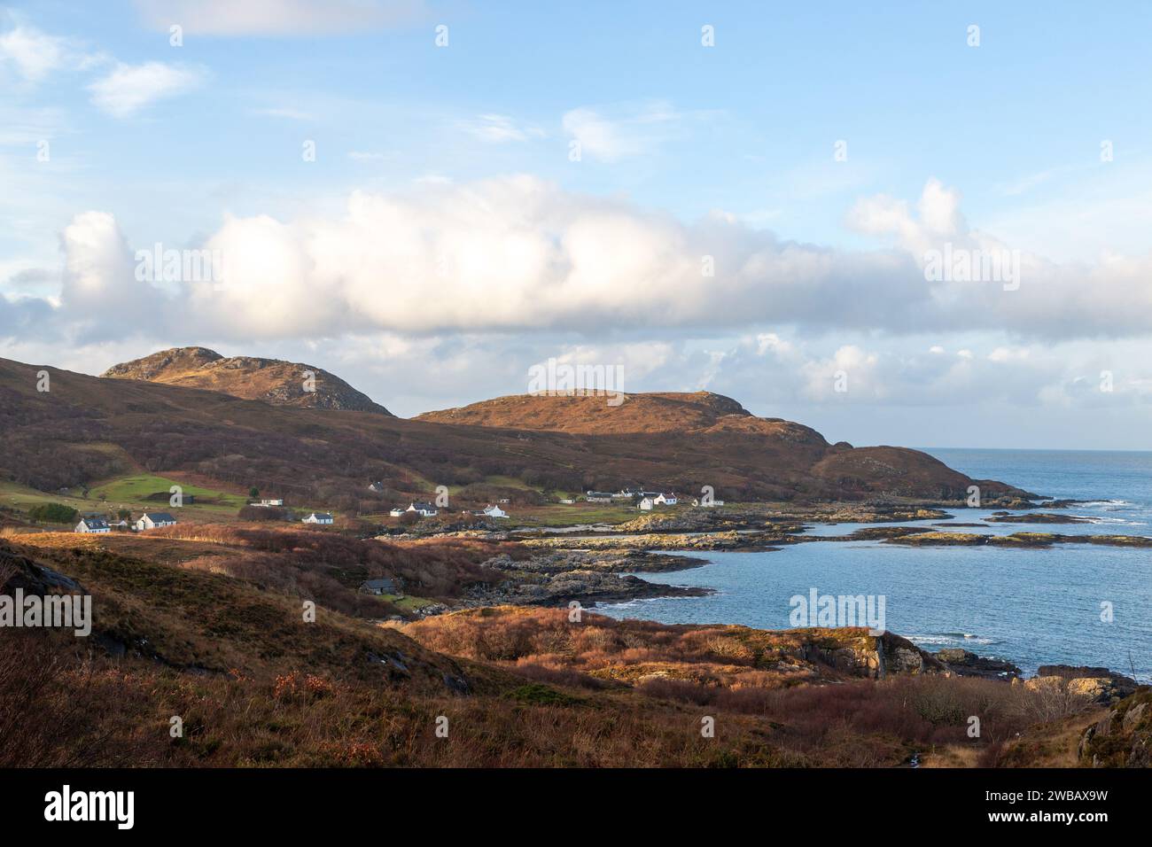 La remota comunità di Portuairk sulla penisola di Ardnamurchan, Lochaber, Highland, Scozia Foto Stock