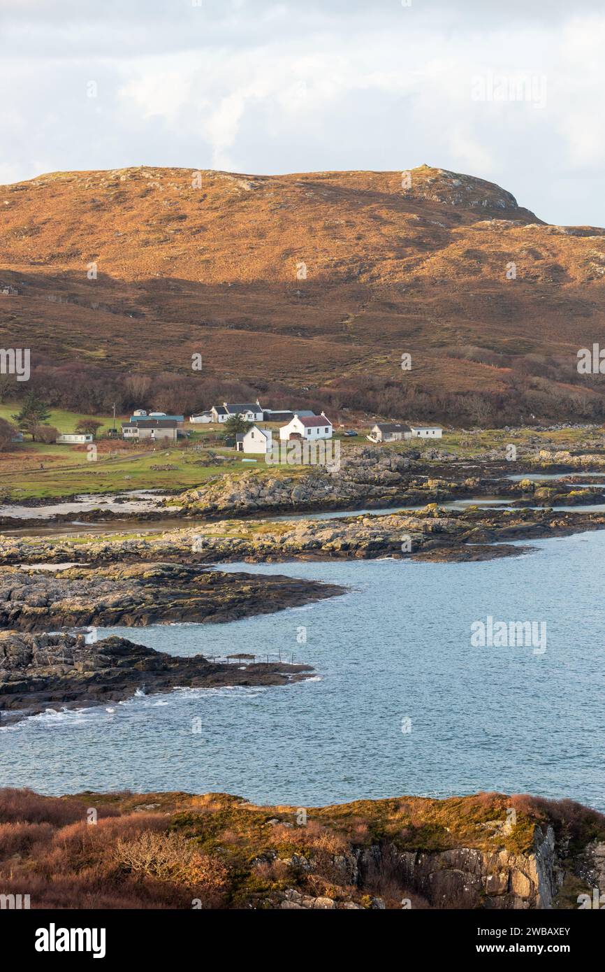 La remota comunità di Portuairk sulla penisola di Ardnamurchan, Lochaber, Highland, Scozia Foto Stock