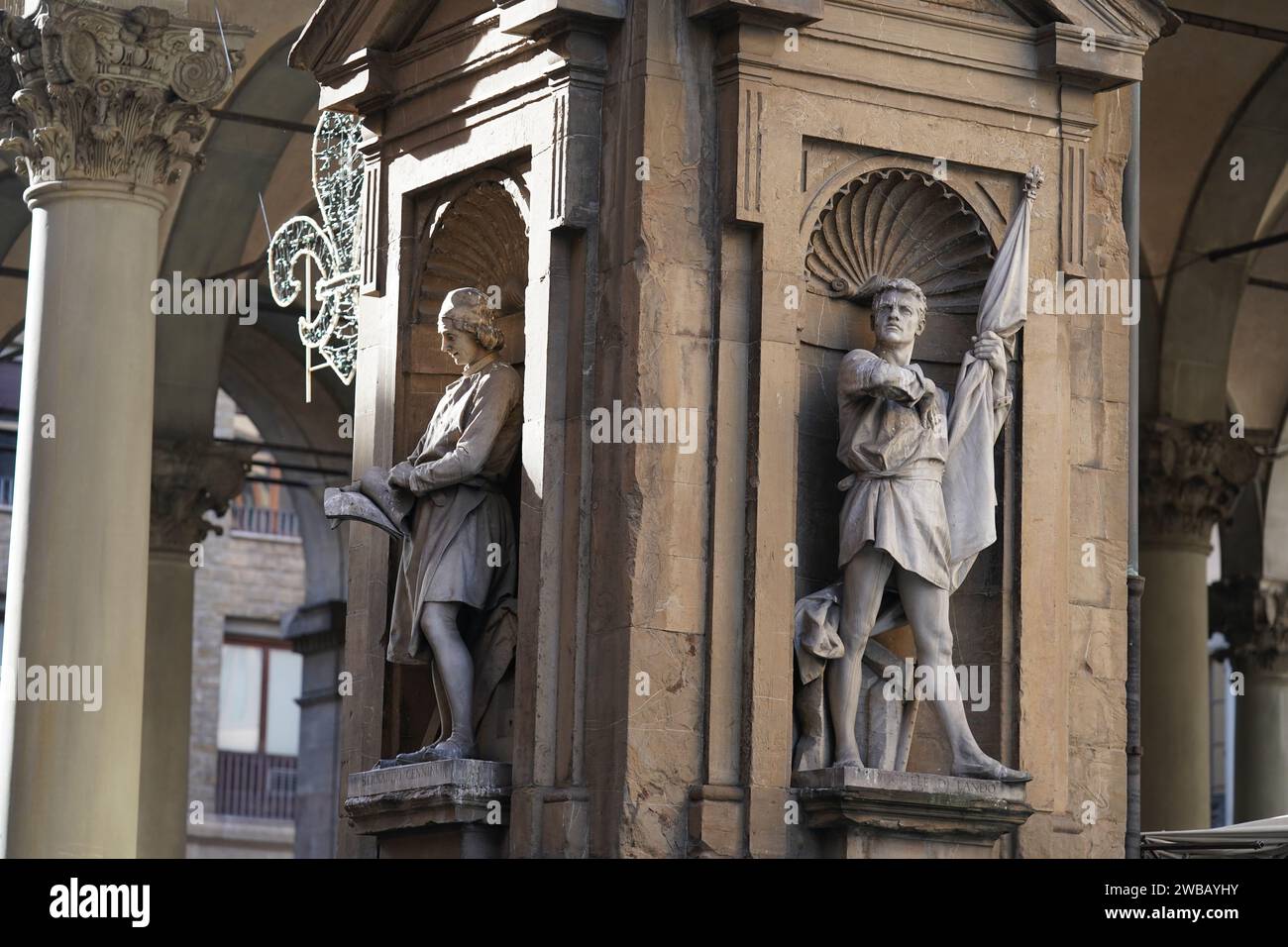 Statue in Piazza del mercato nuovo a Firenze Foto Stock
