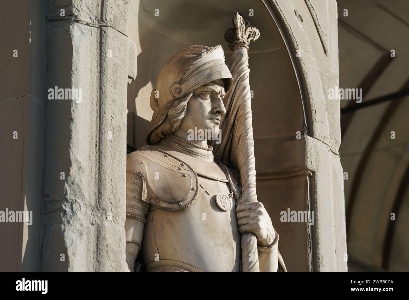 Statua del ponte Vecchio a Firenze Foto Stock