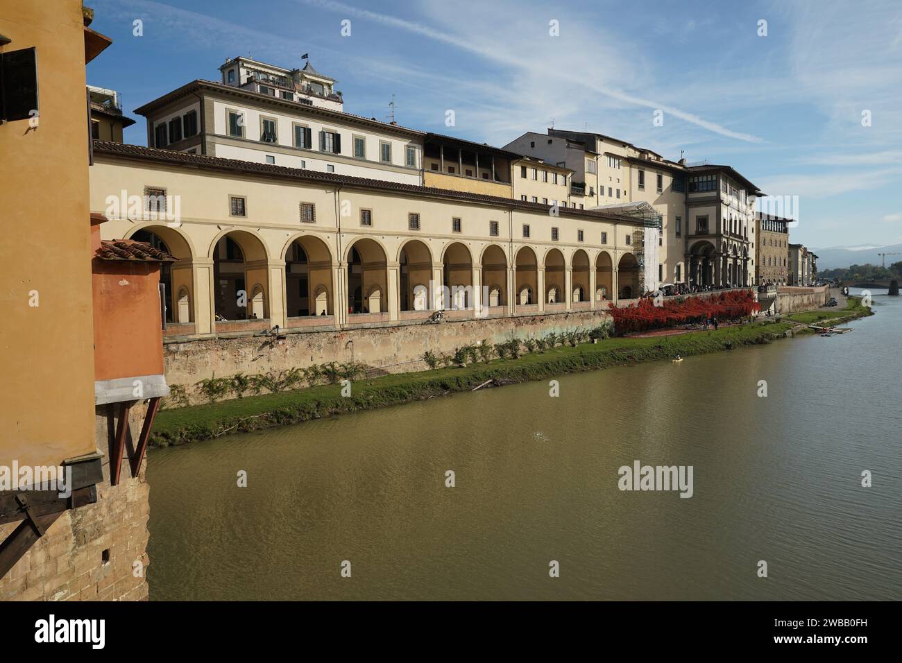 Corridoio Vasariano sul Ponte Vecchio a Firenze, Italia Foto Stock