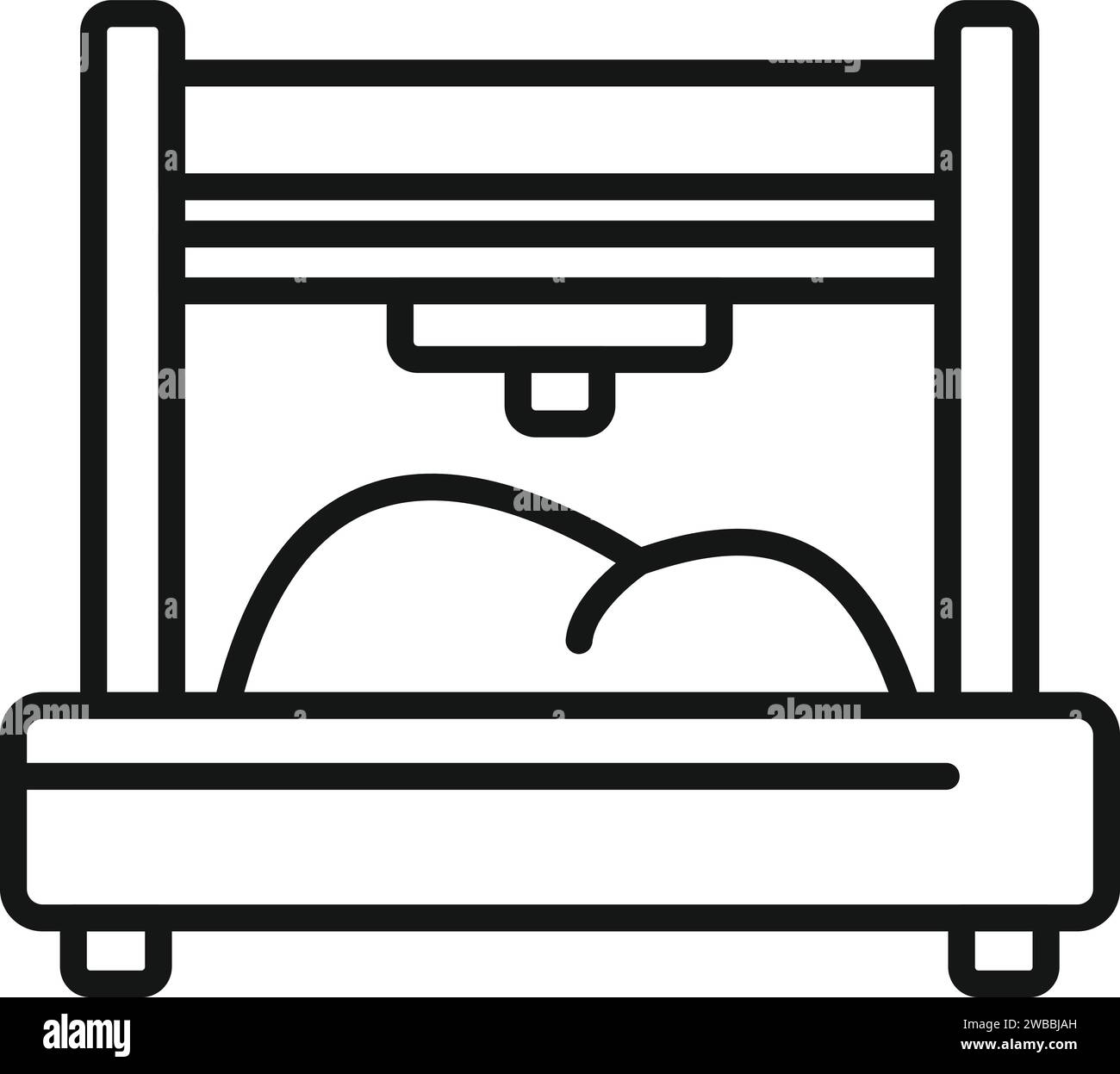Icona di stampa del fegato per il vettore di contorno. Bioprinting medico. Sanità degli organi Illustrazione Vettoriale