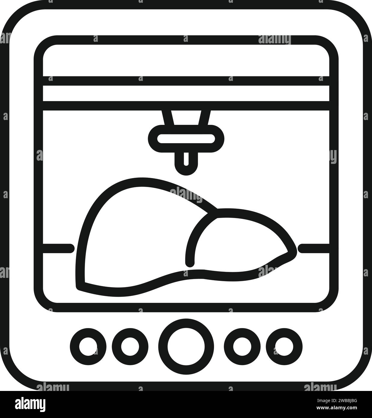 Icona della casella di stampa del fegato per il vettore di contorno. Bioscienza medica. dna futuro Illustrazione Vettoriale