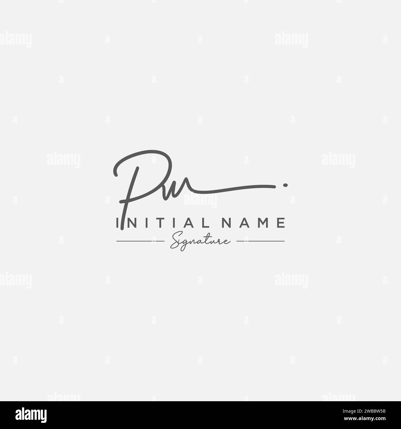 Vettore modello logo firma PW. Illustrazione Vettoriale