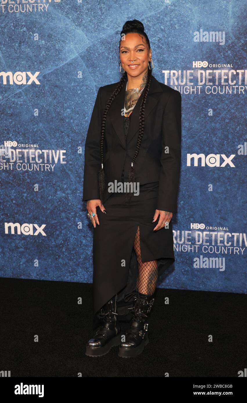 Los Angeles, CA. 9 gennaio 2024. Kali Reis alla premiere di HBO Original True Detective: Night Country al Paramount Theater di Los Angeles, California, il 9 gennaio 2024. Crediti: Faye Sadou/Media Punch/Alamy Live News Foto Stock