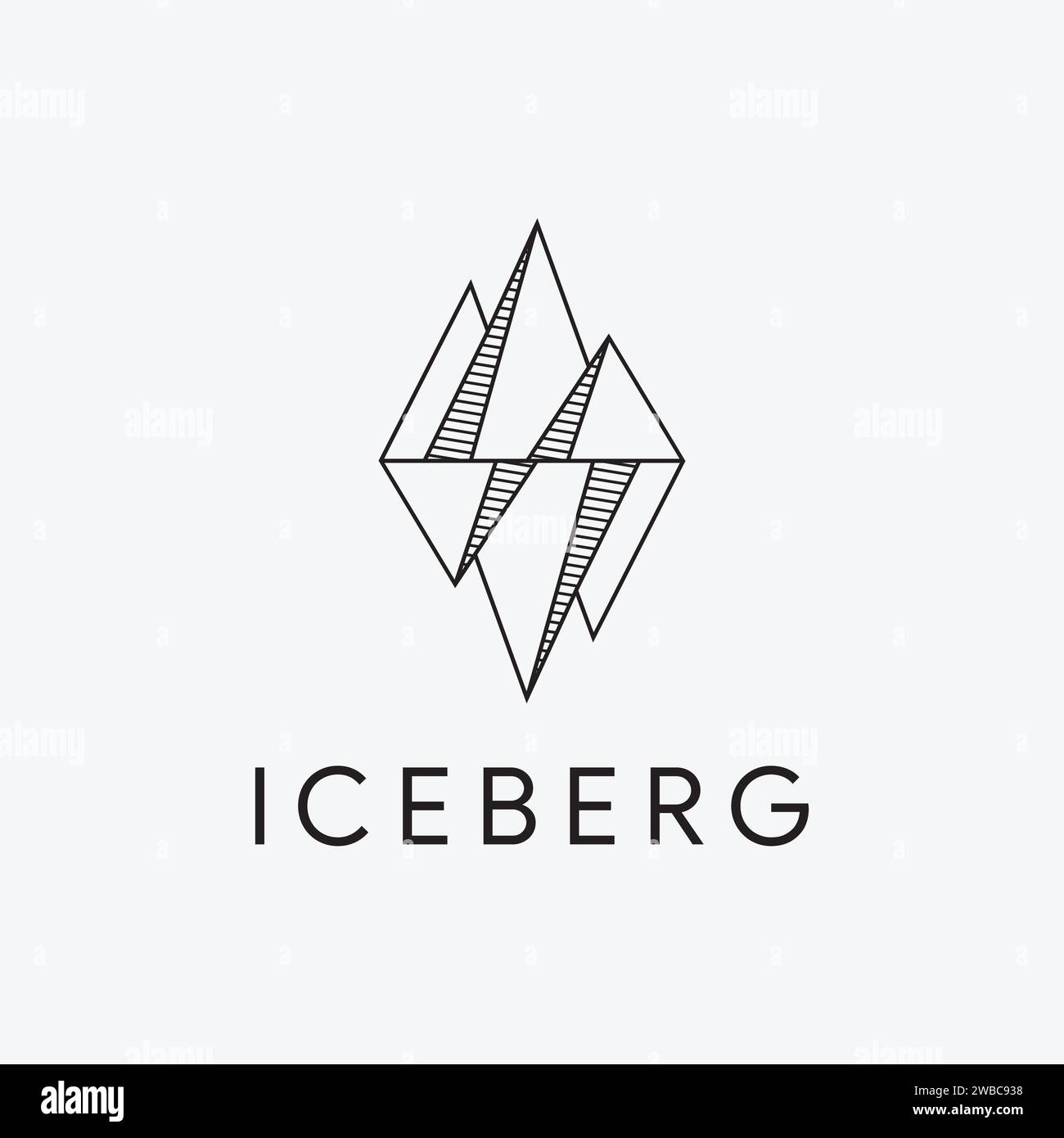vettore minimalista con logo iceberg geometrico Illustrazione Vettoriale