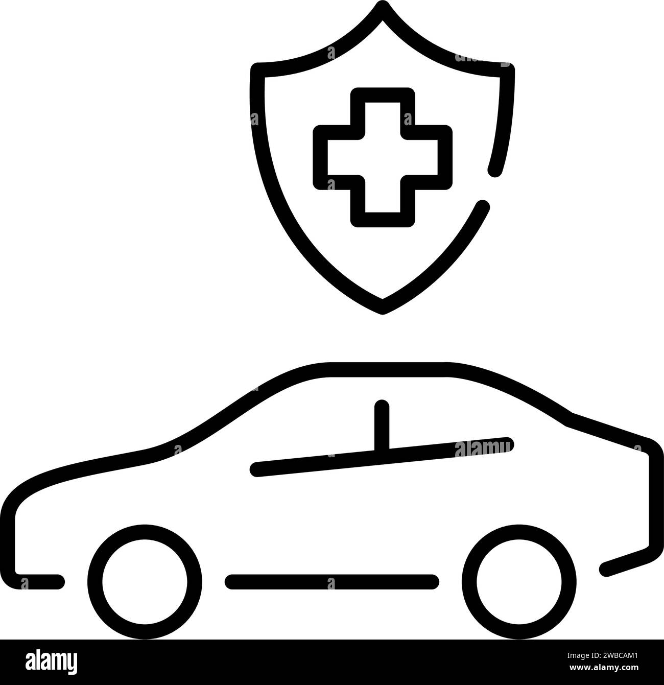 Assicurazione sanitaria per la guida di auto. Icona Pixel Perfect Illustrazione Vettoriale