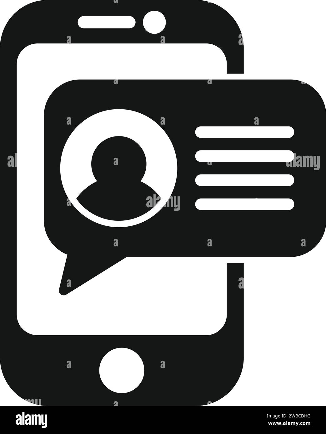 Icona messaggio smartphone vettore semplice. Un bicchiere di carriera. Ripristino della posizione di lavoro Illustrazione Vettoriale