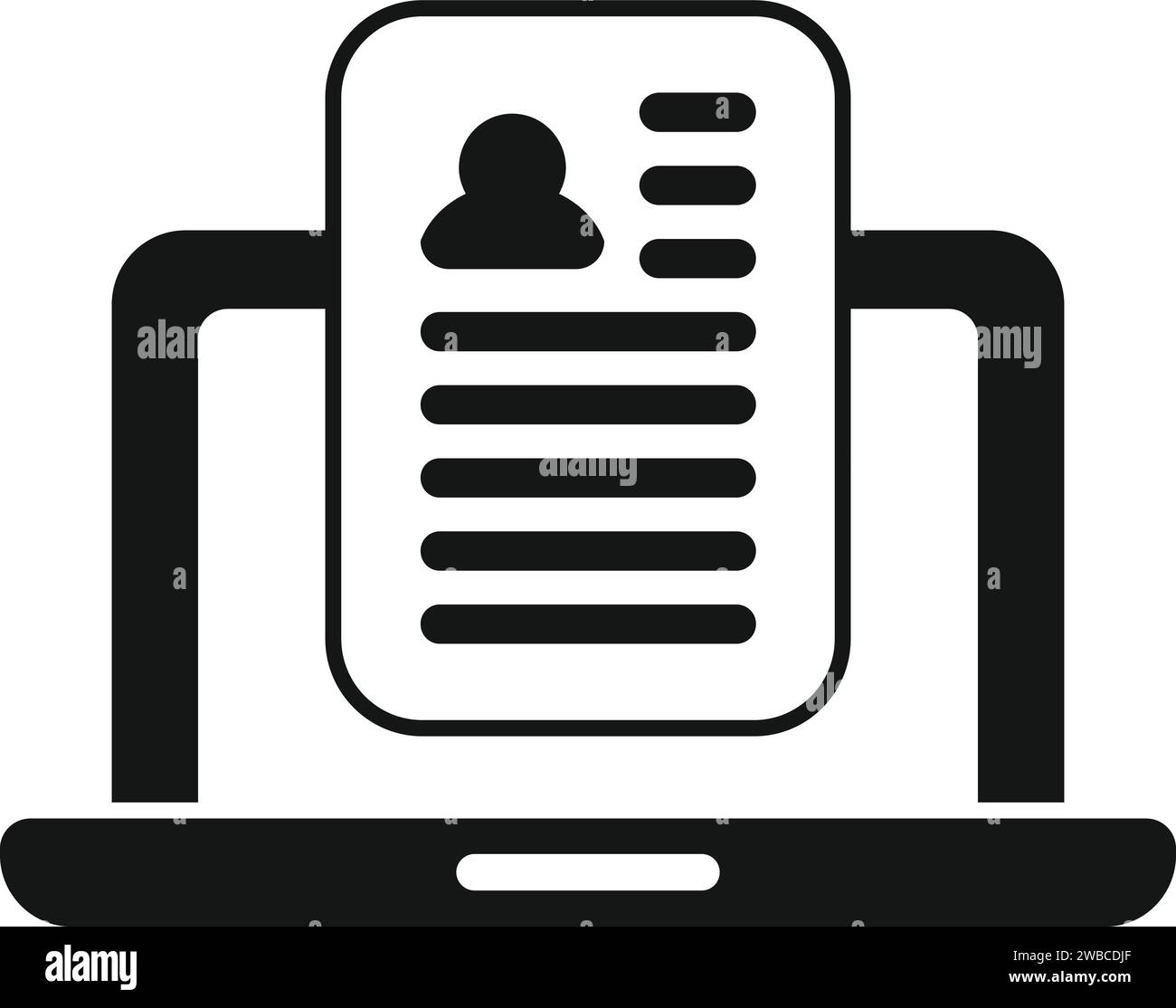 Icona del cv cv di ripristino del notebook Vector semplice. Ricerca sui boss. Affari di carriera Illustrazione Vettoriale