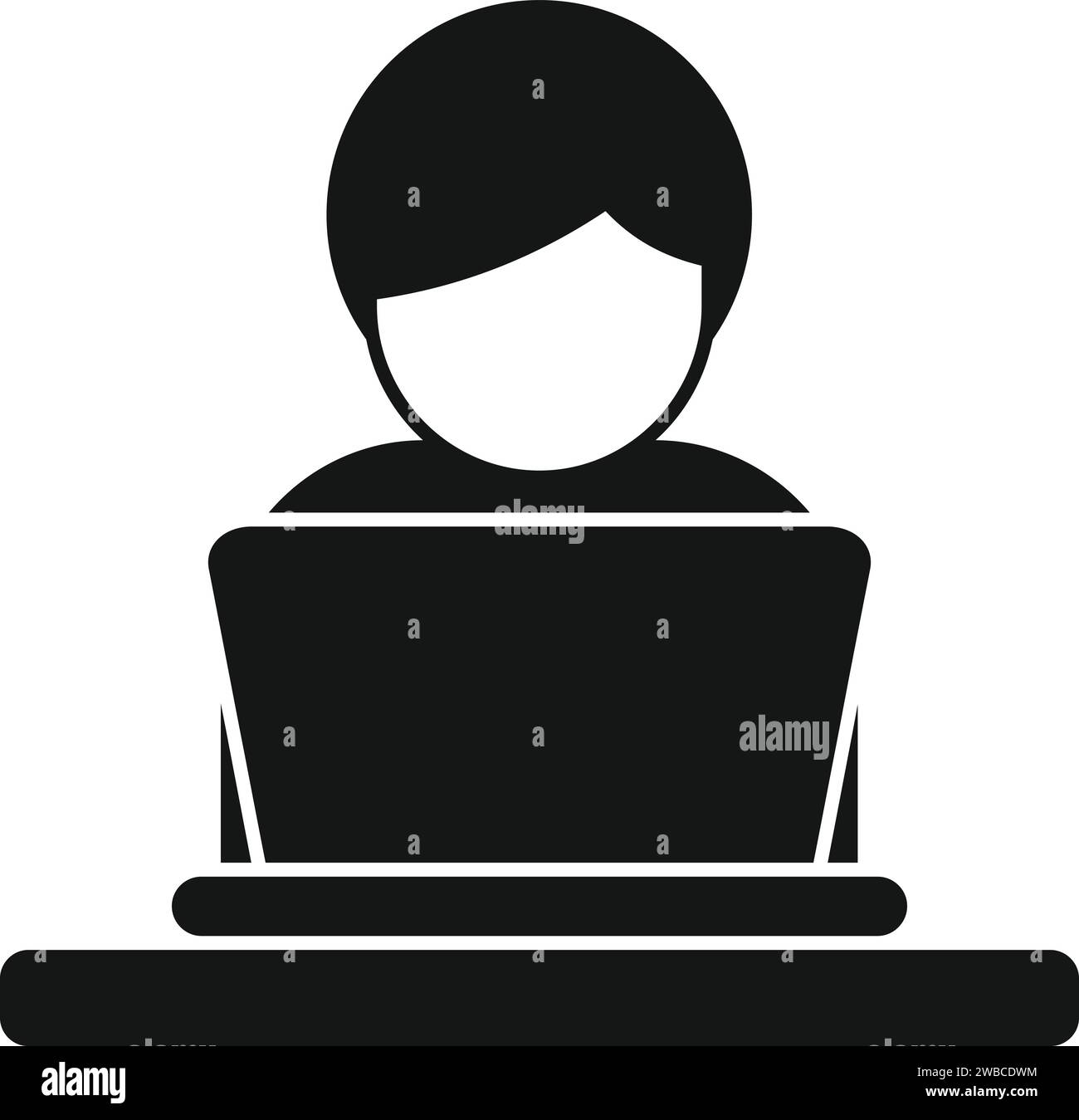 Cerca lavoro sull'icona di un laptop Simple Vector. Persona in carriera. Affari online Illustrazione Vettoriale