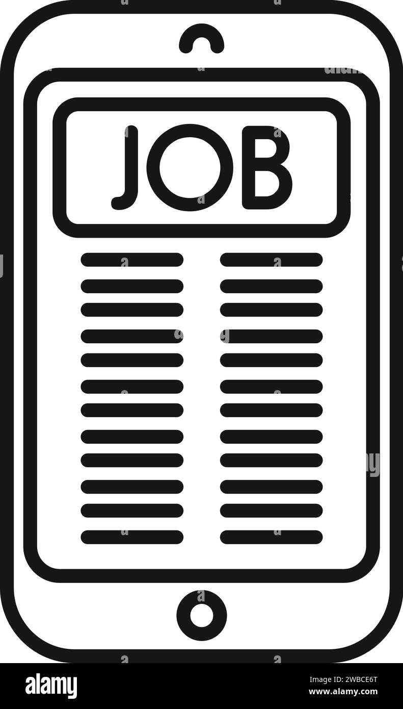 Cerca lavoro online icona telefono delinea vettore. Trova cartella carriera. cv di vetro ora Illustrazione Vettoriale